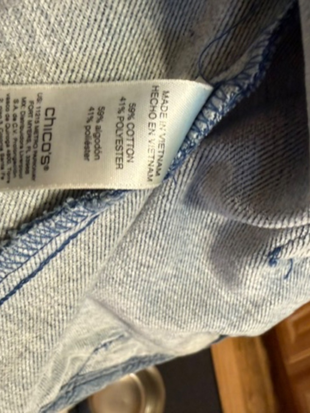 Chicos Ruffled Blue Denim Blazer Jacket - Picture 4 of 4